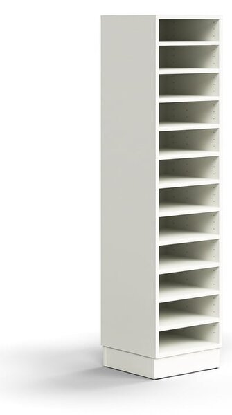 AJ Produkty Třídicí regál QBUS, 11 polic, sokl, 1636x400x400 mm, bílá