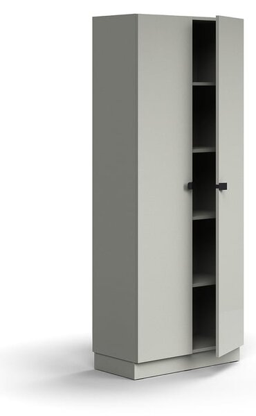 AJ Produkty Policová skříň QBUS, 4 police, sokl, úchytky, 2020x800x420 mm, světle šedá