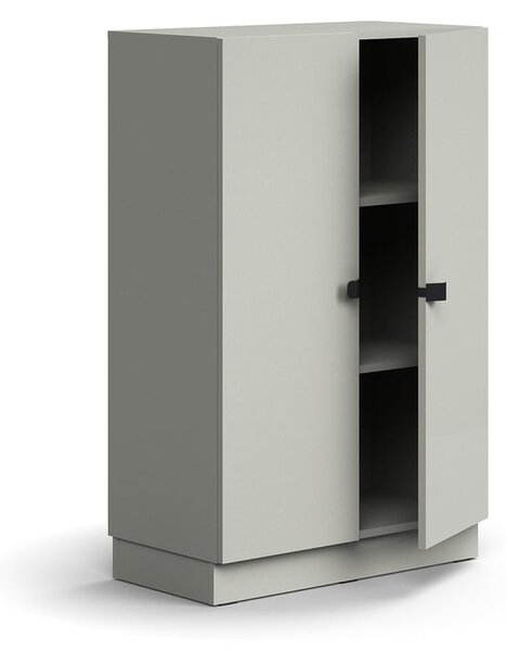 AJ Produkty Policová skříň QBUS, 2 police, sokl, úchytky, 1252x800x420 mm, světle šedá