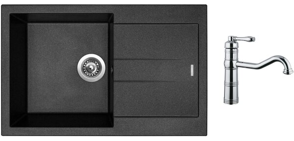 Granitový dřez Sinks AMANDA 780 Metalblack + Dřezová baterie Sinks RETRO CASANOVA lesklá
