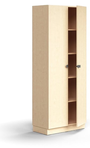 AJ Produkty Policová skříň QBUS, 4 police, sokl, úchytky, 2020x800x420 mm, bříza