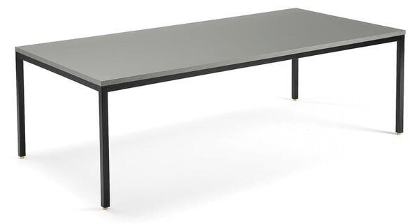 AJ Produkty Jednací stůl QBUS, 2400x1200 mm, 4 nohy, černý rám, světle šedá