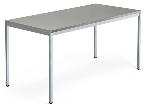 AJ Produkty Psací stůl QBUS, 4 nohy, 1600x800 mm, stříbrný rám, světle šedá