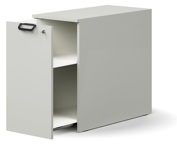 AJ Produkty Výsuvná skříňka QBUS, levá, s úchytkou, 740x400x800 mm, světle šedá