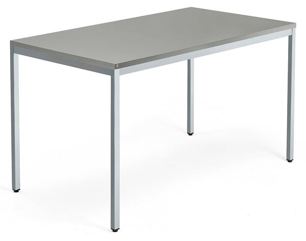 AJ Produkty Psací stůl QBUS, 4 nohy, 1400x800 mm, stříbrný rám, světle šedá