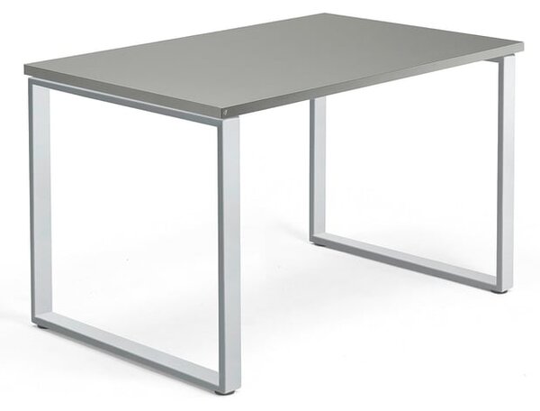 AJ Produkty Psací stůl QBUS, O-podnož, 1200x800 mm, stříbrný rám, světle šedá