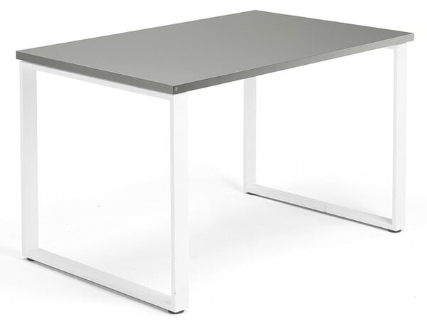 AJ Produkty Psací stůl QBUS, O-podnož, 1200x800 mm, bílý rám, světle šedá