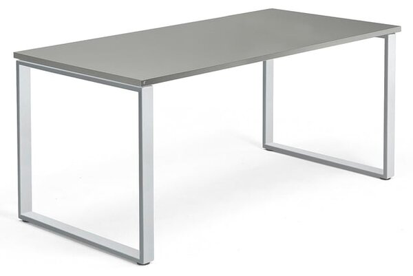 AJ Produkty Psací stůl QBUS, O-podnož, 1600x800 mm, stříbrný rám, světle šedá