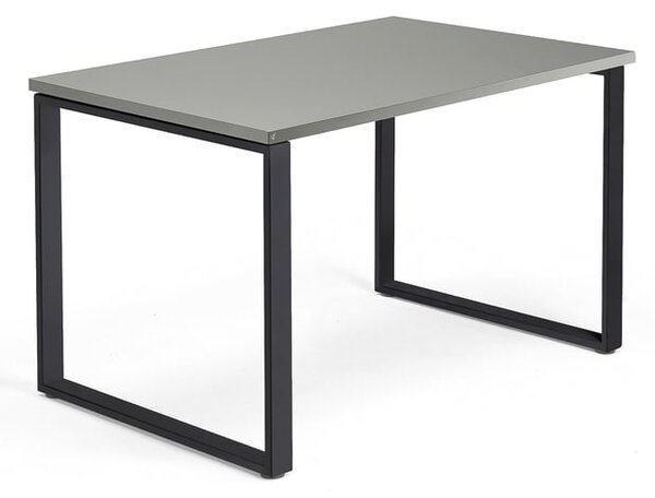 AJ Produkty Psací stůl QBUS, O-podnož, 1200x800 mm, černý rám, světle šedá
