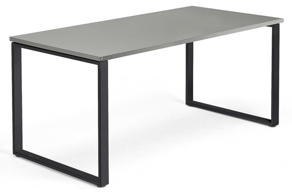 AJ Produkty Psací stůl QBUS, O-podnož, 1600x800 mm, černý rám, světle šedá
