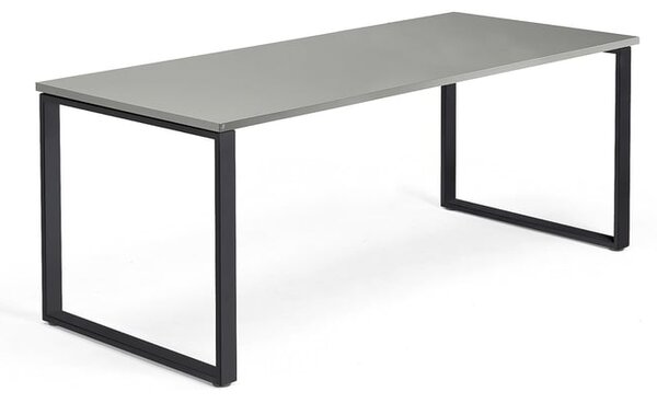 AJ Produkty Psací stůl QBUS, O-podnož, 1800x800 mm, černý rám, světle šedá