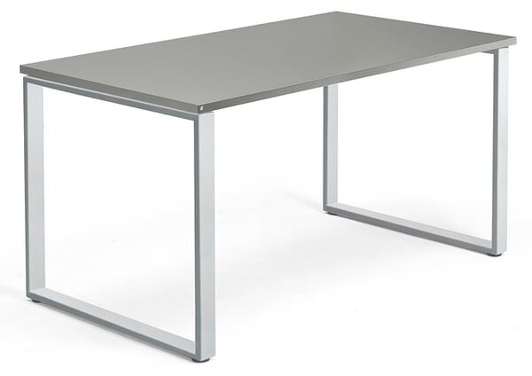 AJ Produkty Psací stůl QBUS, O-podnož, 1400x800 mm, stříbrný rám, světle šedá