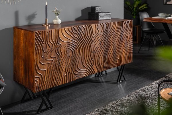 (2906) FLUID designová komoda masiv hnědá mango, 160 cm
