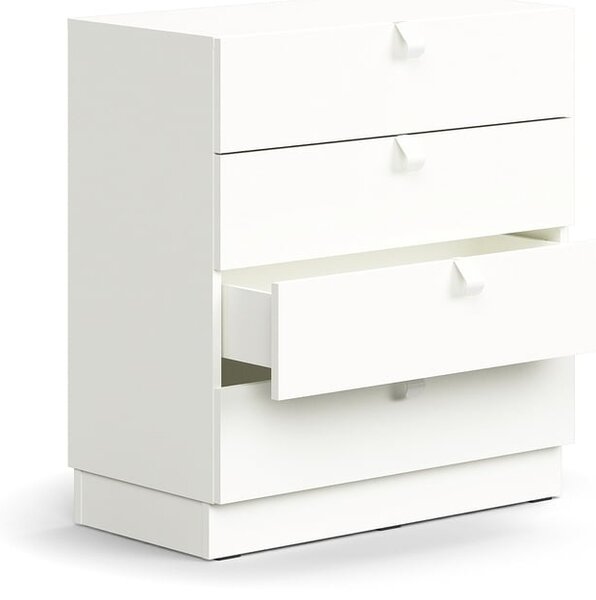 AJ Produkty Skříňka se zásuvkami QBUS, 4 zásuvky, sokl, úchytky, 868x800x400 mm, bílá
