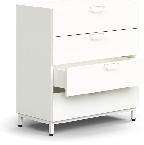 AJ Produkty Skříňka se zásuvkami QBUS, 4 zásuvky, nohy, otevřené úchytky, 868x800x400 mm, bílá