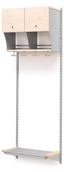 AJ Produkty Šatní stěna JEPPE, 2 boxy, 1790x600x310 mm, bříza/stříbrná