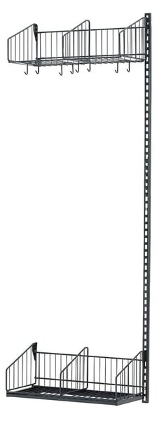 AJ Produkty Šatní stěna TRÅD, nástěnná, přídavná sekce, 600x2000 mm, tmavě šedá