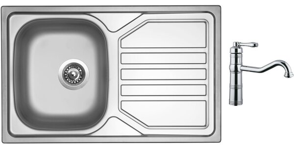 Nerezový dřez Sinks OKIO 800 V 0,7mm leštěný + Dřezová baterie Sinks RETRO CASANOVA lesklá
