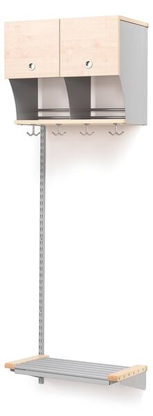 AJ Produkty Šatní stěna JEPPE, přídavná sekce, 2 boxy, 1790x600x310 mm, bříza/stříbrná