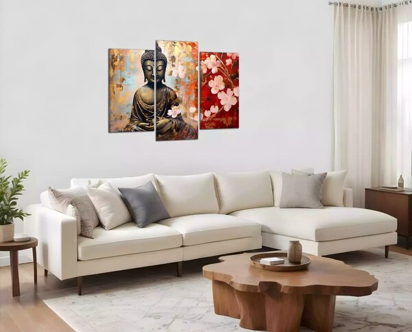 Obraz na plátně Budha a bílé květy