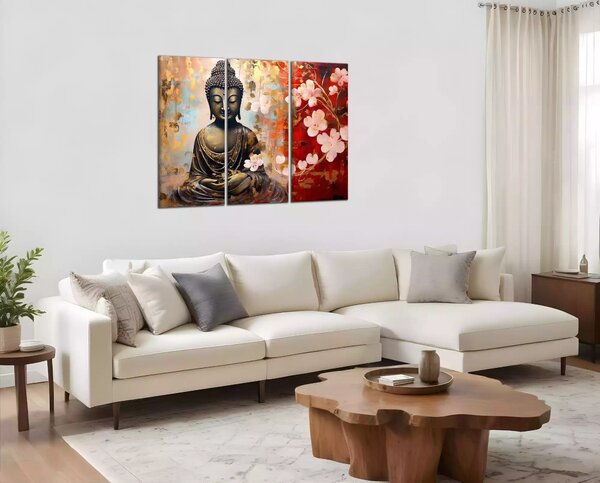 Obraz na plátně Budha a bílé květy