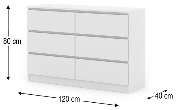 Komoda MAJA S6 120 cm bílá matná Příborník Highboard