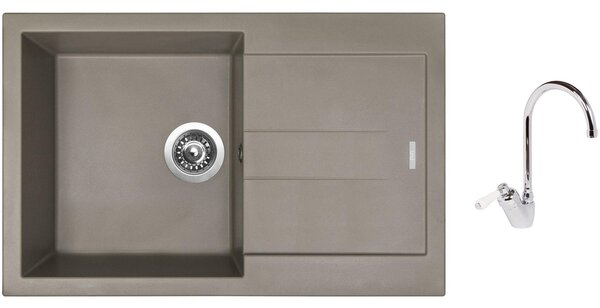 Granitový dřez Sinks AMANDA 780 Truffle + Dřezová baterie Sinks RETRO 54 lesklá