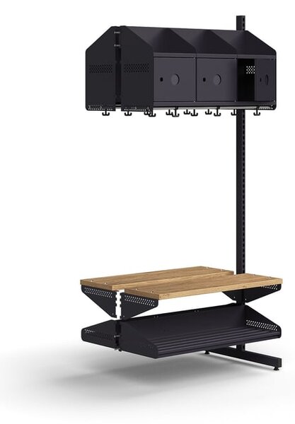 AJ Produkty Šatní stěna ENTRY, přídavná sekce, 6 kovových dvířek s přípravou pro označení, 1800x900x600 mm, antr