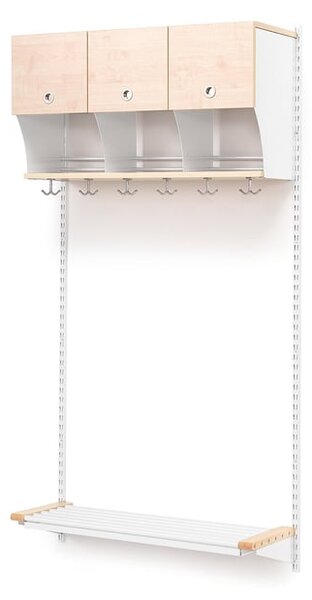 AJ Produkty Šatní stěna JEPPE, 3 boxy, 1790x900x310 mm, bříza/bílá