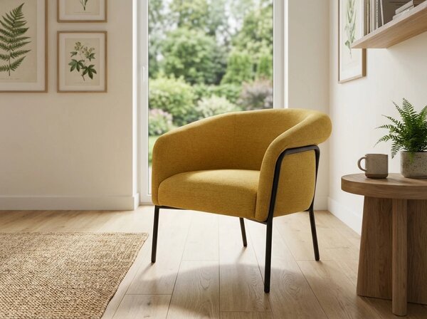 Designové křeslo CLOVER BREGO, hořčicové