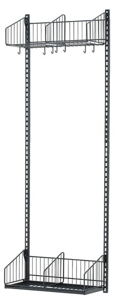 AJ Produkty Šatní stěna TRÅD, nástěnná, 600x2000 mm, tmavě šedá
