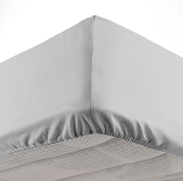 Světle šedé napínací prostěradlo z mikrovlákna 90x190 cm Oscar – douceur d'intérieur