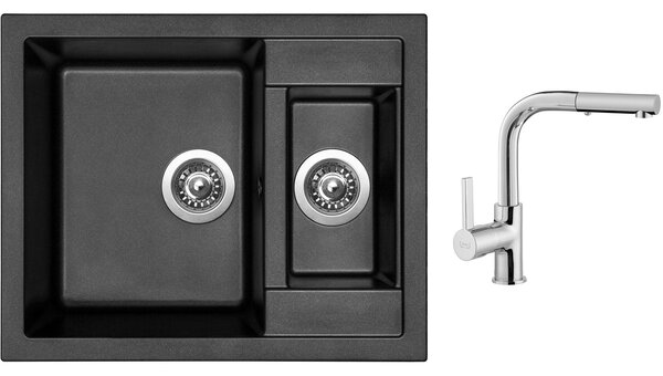 Set Sinks CRYSTAL 615.1 Metalblack + baterie Sinks ENIGMA S chrom