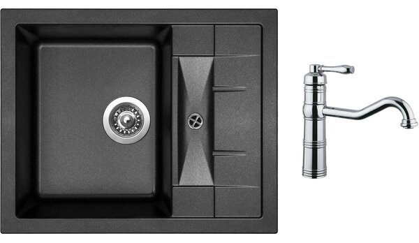 Granitový dřez Sinks CRYSTAL 615 Metalblack + Dřezová baterie Sinks RETRO CASANOVA lesklá