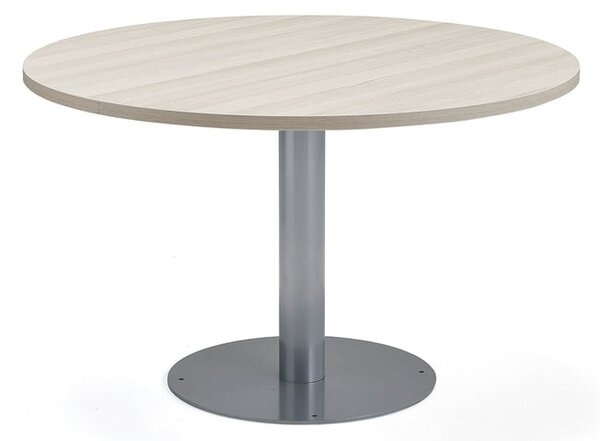 AJ Produkty Stůl GATHER, Ø 900x720 mm, HPL laminát, stříbrná, jasan