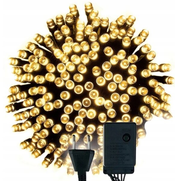 BERGE LED vánoční řetěz - 60LED - 5M - IP20 - 8 funkcí -teplá bílá
