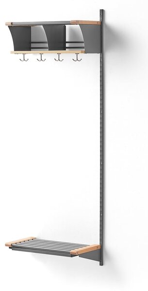 AJ Produkty Šatní stěna JEPPE, přídavná sekce, 2 přihrádky, 1790x600x300 mm, bříza/stříbrná