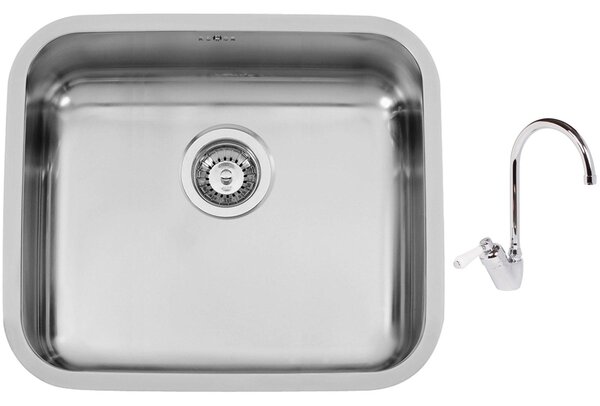Nerezový dřez Sinks BELÉM 540 V 0,8mm trojmontáž leštěný + Dřezová baterie Sinks RETRO 54