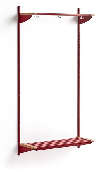 AJ Produkty Šatní stěna JEPPE, 1790x900x300 mm, dub/červená