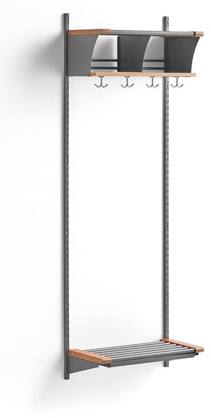 AJ Produkty Šatní stěna JEPPE, 2 přihrádky, 1790x600x300 mm, dub/stříbrná