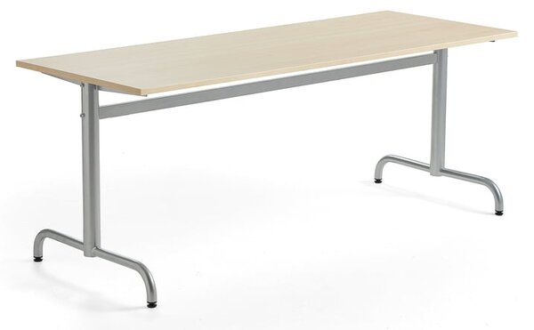 AJ Produkty Stůl PLURAL, 1800x700x720 mm, akustická HPL deska, bříza, stříbrná