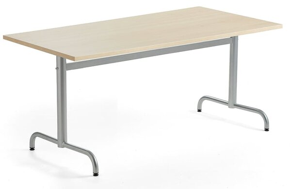 AJ Produkty Stůl PLURAL, 1600x800x720 mm, akustická HPL deska, bříza, stříbrná