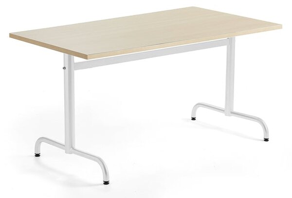 AJ Produkty Stůl PLURAL, 1400x700x720 mm, akustická HPL deska, bříza, bílá