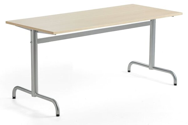AJ Produkty Stůl PLURAL, 1600x700x720 mm, akustická HPL deska, bříza, stříbrná