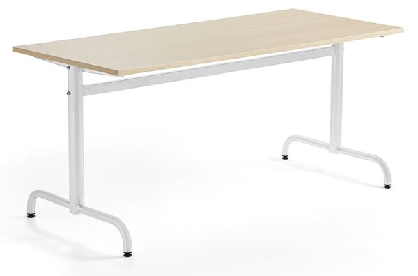 AJ Produkty Stůl PLURAL, 1600x700x720 mm, akustická HPL deska, bříza, bílá