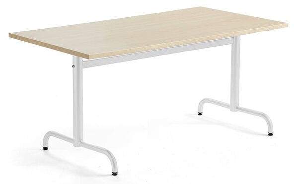 AJ Produkty Stůl PLURAL, 1400x800x720 mm, akustická HPL deska, bříza, bílá