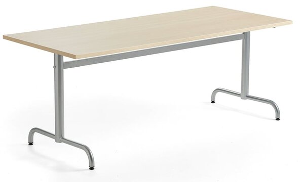 AJ Produkty Stůl PLURAL, 1800x800x720 mm, akustická HPL deska, bříza, stříbrná