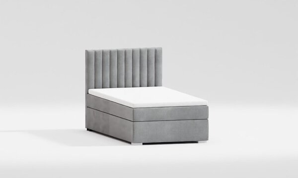 Světle šedá čalouněná jednolůžková postel s úložným prostorem s roštem 100x200 cm Bunny – Ropez