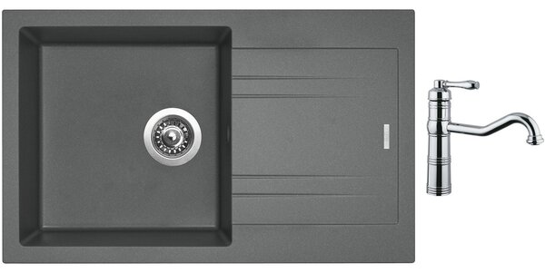 Granitový dřez Sinks LINEA 780 N Titanium + Dřezová baterie Sinks RETRO CASANOVA lesklá