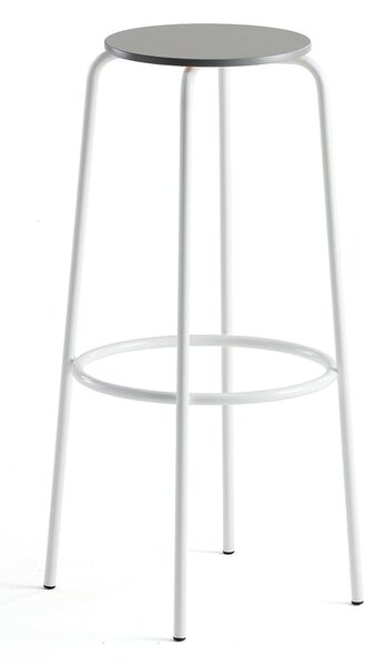 AJ Produkty Barová židle TIMMY, výška 830 mm, bílé nohy, světle šedý sedák